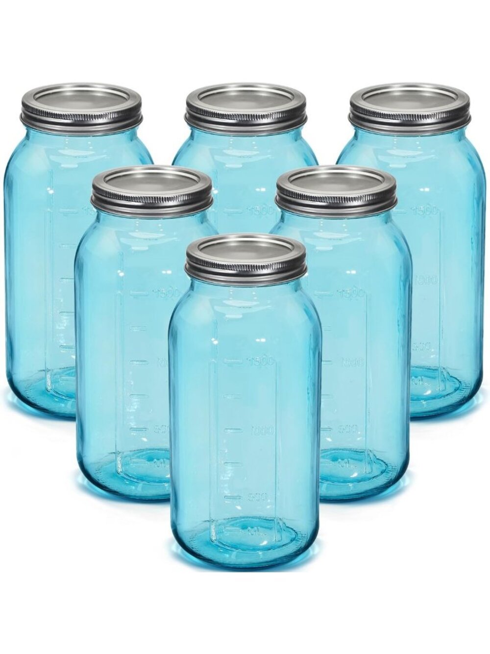 6 Pcs 64 oz Glass Mason Jars Set - Airtight Canning & Fermenting Containers